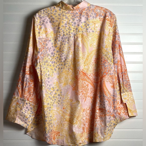 Chico's Women's Paisley 3/4 Sleeve Button-Up No Iron Stretch Blouse Size 2/Large - Picture 5 of 9